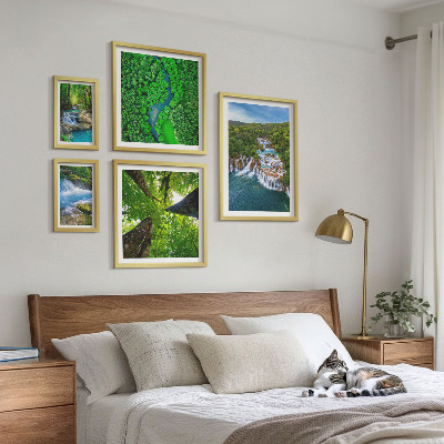 Ensemble de 5 tableaux Cascades paysages verdoyants