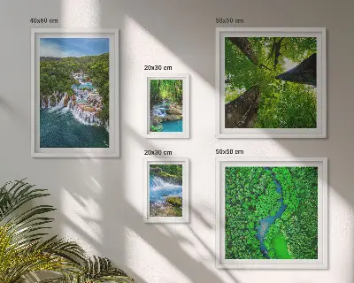 Ensemble de 5 tableaux cascades et paysages verdoyants