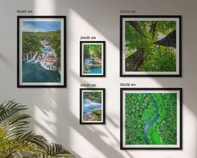 Ensemble de 5 tableaux cascades et paysages verdoyants