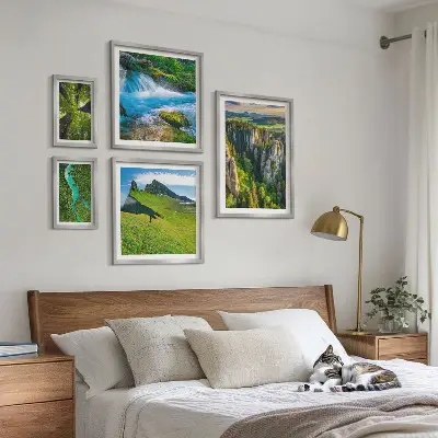 Tableau de décoration murale représentant des paysages de montagnes, rivières et forêts