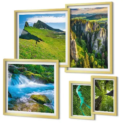 Tableau de décoration murale représentant des paysages de montagnes, rivières et forêts