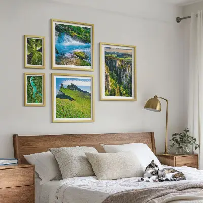Tableau de décoration murale représentant des paysages de montagnes, rivières et forêts