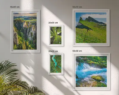 Tableau de décoration murale représentant des paysages de montagnes, rivières et forêts