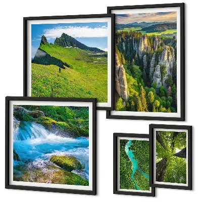 Tableau de décoration murale représentant des paysages de montagnes, rivières et forêts
