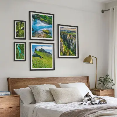 Tableau de décoration murale représentant des paysages de montagnes, rivières et forêts