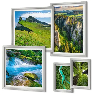 Tableau de décoration murale représentant des paysages de montagnes, rivières et forêts