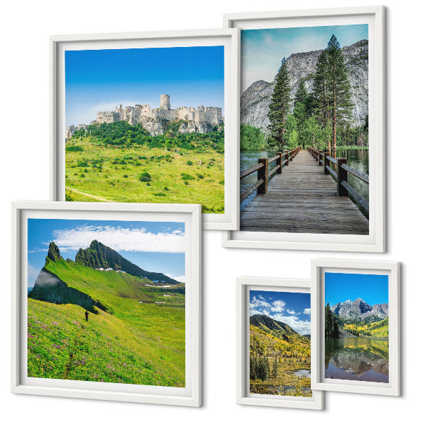 Lot de tableaux encadrés Paysages de montagne cascades