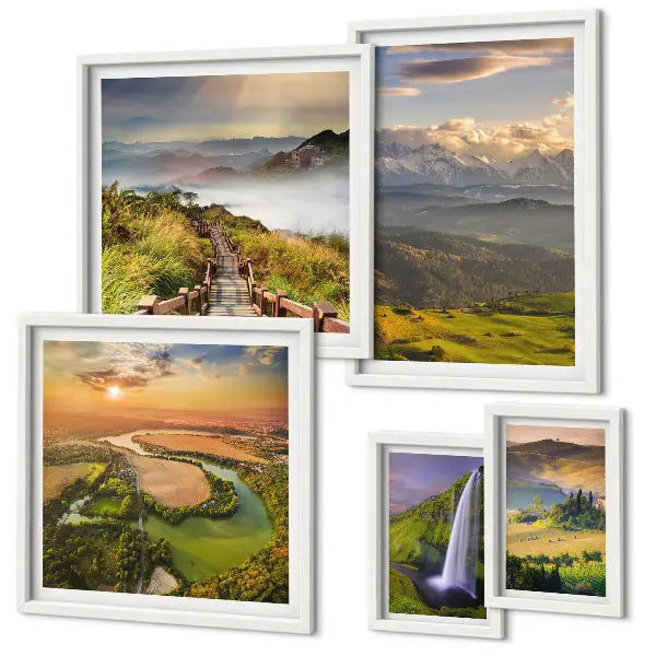 Tableaux paysages de montagne et cascades ensemble de 5 pièces