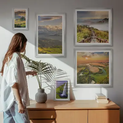 Tableaux paysages de montagne et cascades ensemble de 5 pièces