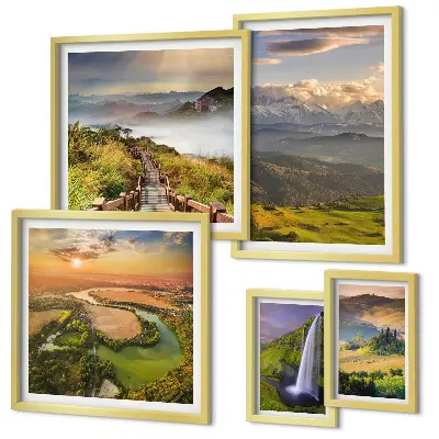 Tableaux paysages de montagne et cascades ensemble de 5 pièces