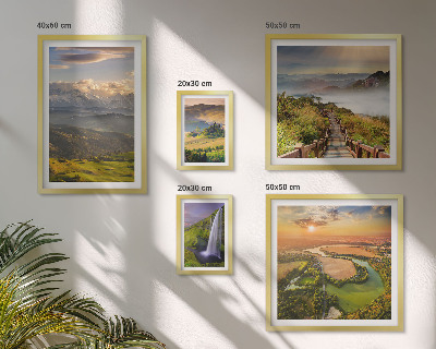 Ensemble de 5 tableaux Paysages de montagne cascades