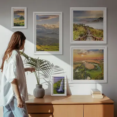 Tableaux paysages de montagne et cascades ensemble de 5 pièces