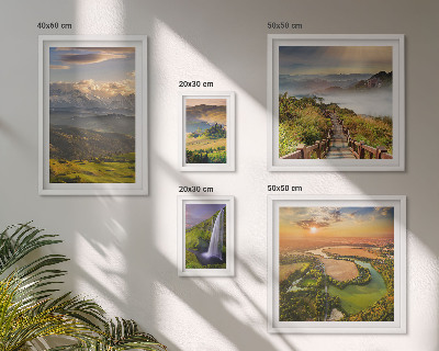 Ensemble de 5 tableaux Paysages de montagne cascades