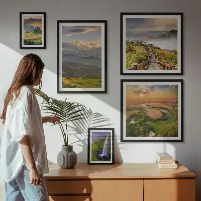 Tableaux paysages de montagne et cascades ensemble de 5 pièces