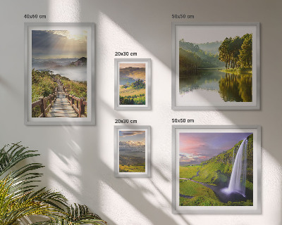 Lot de tableaux encadrés Paysages, cascades, montagnes