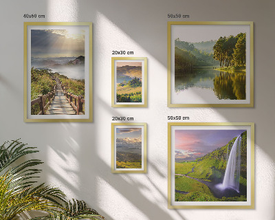 Lot de tableaux encadrés Paysages, cascades, montagnes