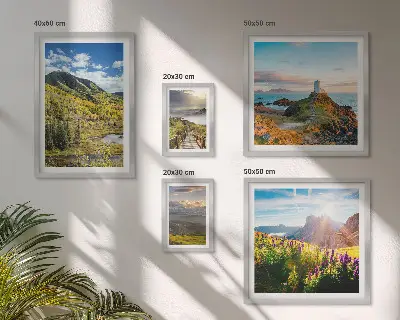 Ensemble de 5 tableaux représentant des paysages de montagne