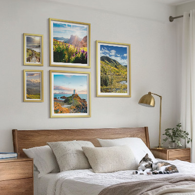 Ensemble de 5 tableaux Paysages de montagne nature