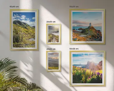 Ensemble de 5 tableaux représentant des paysages de montagne
