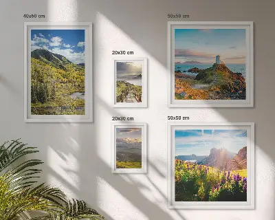 Ensemble de 5 tableaux représentant des paysages de montagne
