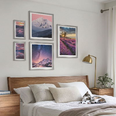 Lot de tableaux encadrés Paysages naturels des montagnes de lavande