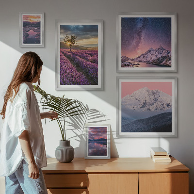 Lot de tableaux encadrés Paysages naturels des montagnes de lavande