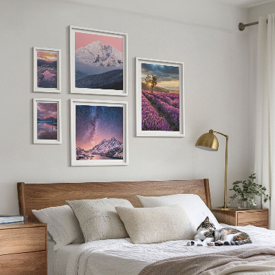 Lot de tableaux encadrés Paysages naturels des montagnes de lavande
