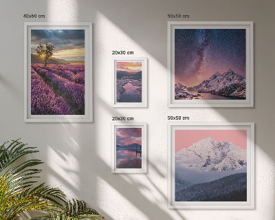 Lot de tableaux encadrés Paysages naturels des montagnes de lavande