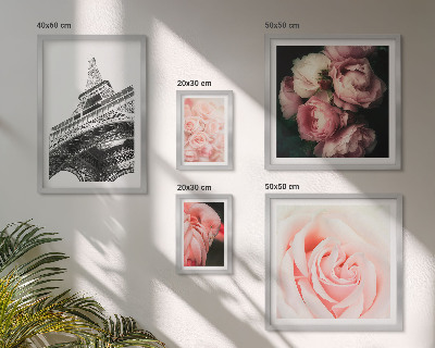 Ensemble de 5 tableaux Roses Tour Eiffel Romantisme