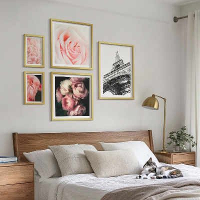 Ensemble de 5 tableaux Roses Tour Eiffel Romantisme
