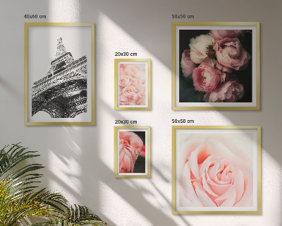 Ensemble de 5 tableaux Roses Tour Eiffel Romantisme