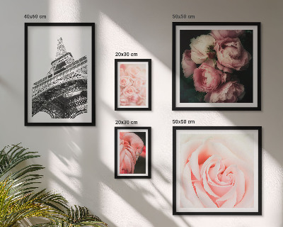 Ensemble de 5 tableaux Roses Tour Eiffel Romantisme