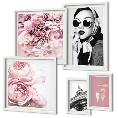 Lot de tableaux encadrés Portraits élégants de roses