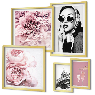 Lot de tableaux encadrés Portraits élégants de roses