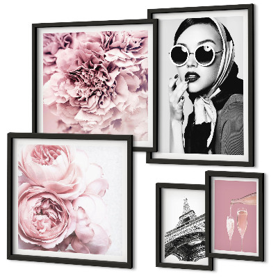 Lot de tableaux encadrés Portraits élégants de roses