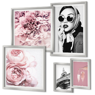Lot de tableaux encadrés Portraits élégants de roses