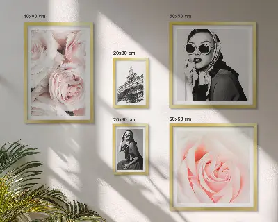 Ensemble de 5 tableaux représentant des portraits élégants de roses