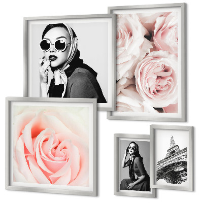 Ensemble de 5 tableaux Des portraits élégants de roses