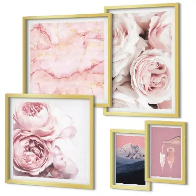 Tableau de décoration murale fleurs roses avec un accent élégant