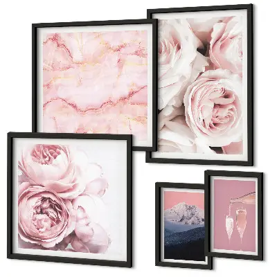 Tableau de décoration murale fleurs roses avec un accent élégant