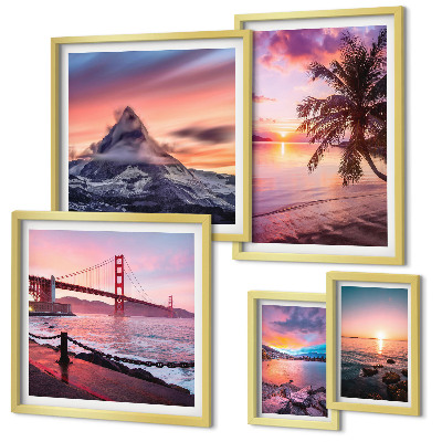 Lot de tableaux encadrés Paysages marins avec des palmiers