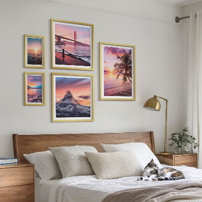 Lot de tableaux encadrés Paysages marins avec des palmiers