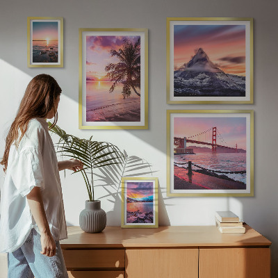 Lot de tableaux encadrés Paysages marins avec des palmiers