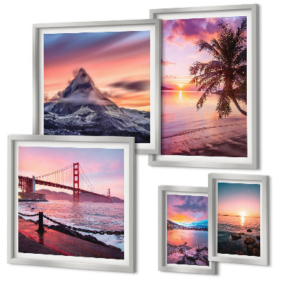 Lot de tableaux encadrés Paysages marins avec des palmiers