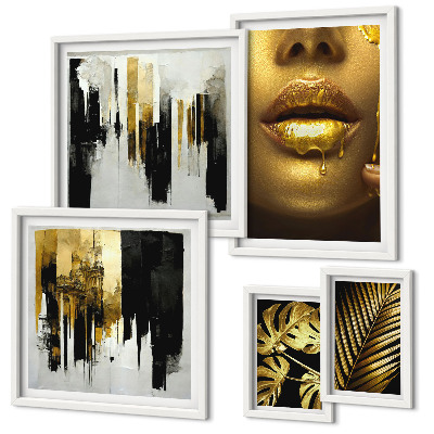 Ensemble de 5 tableaux Visages de plantes de style glamour