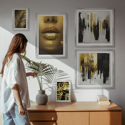 Ensemble de 5 tableaux Visages de plantes de style glamour