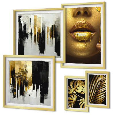 Ensemble de 5 tableaux Visages de plantes de style glamour