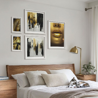 Ensemble de 5 tableaux Visages de plantes de style glamour
