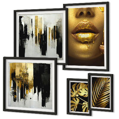 Ensemble de 5 tableaux Visages de plantes de style glamour