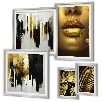 Ensemble de 5 tableaux Visages de plantes de style glamour